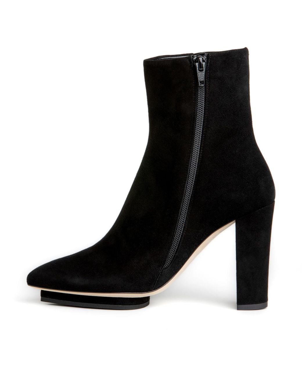 Beautiisoles by Robyn Shreiber Made in Italy Black Teresa Suede Bootie Comfortable Hidden Platform & Zipper Work Day Or Evening
