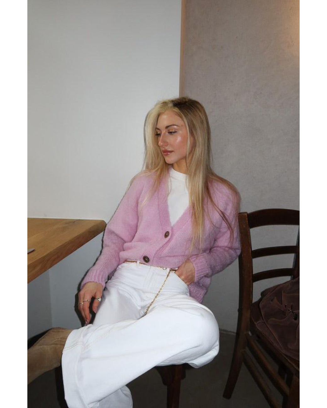 SALANIDA Pink Melody Mohair Cardigan