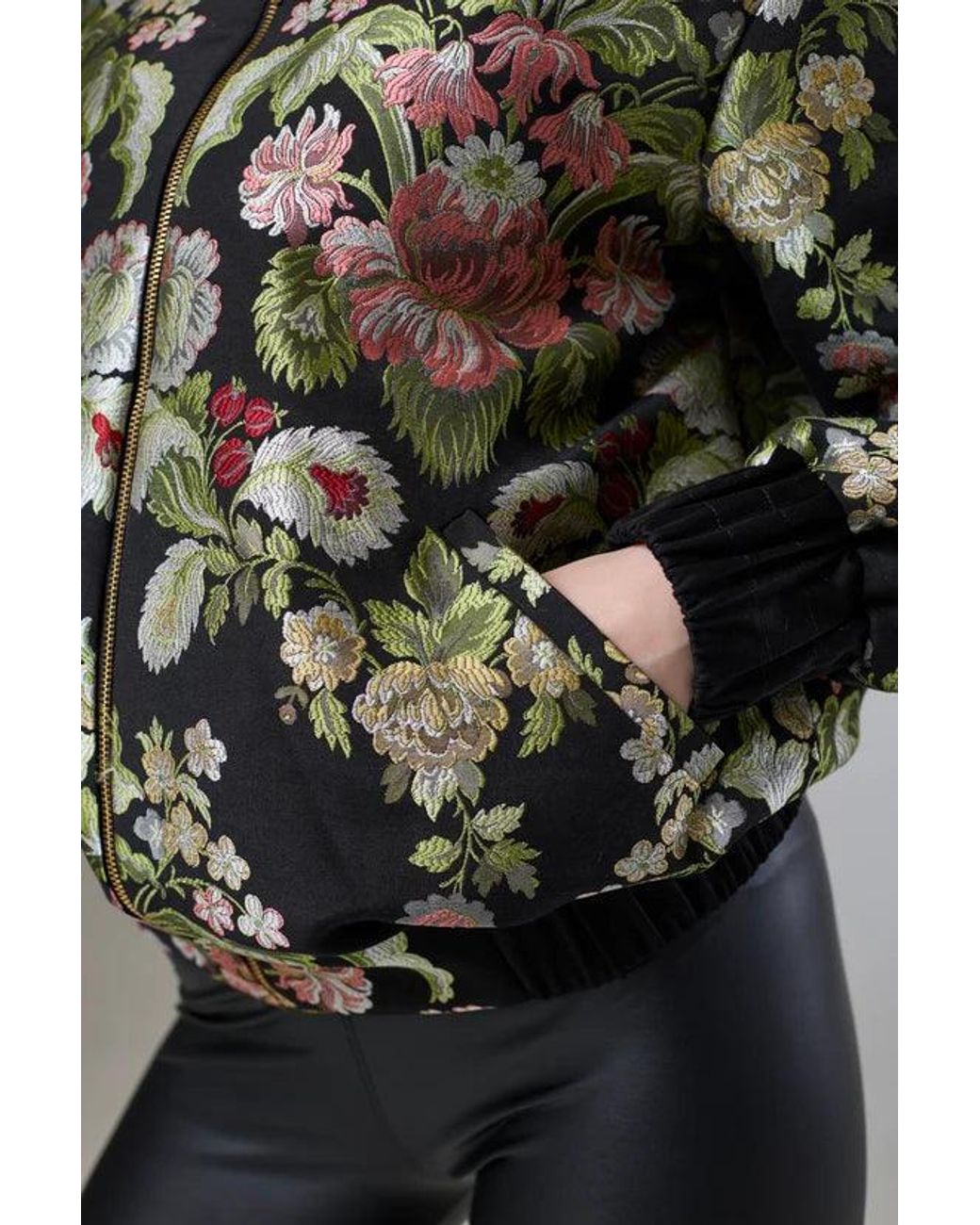 Lioness by Tf Black Floral Heaven Bomber Jacket