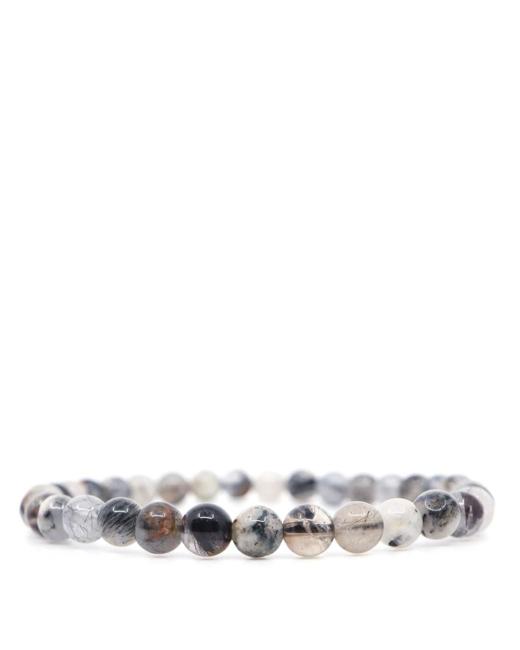 Shar Oke Metallic Rutilated Quartz Beaded Bracelet for men