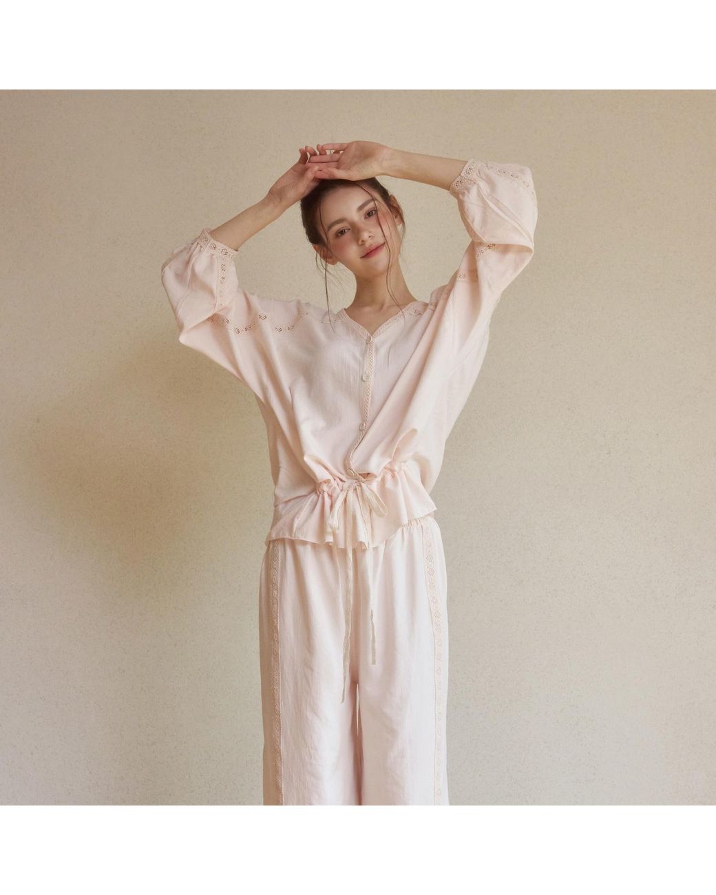 Luna Luz Pink Jessi Sand-Washed Shirt Pajama Set