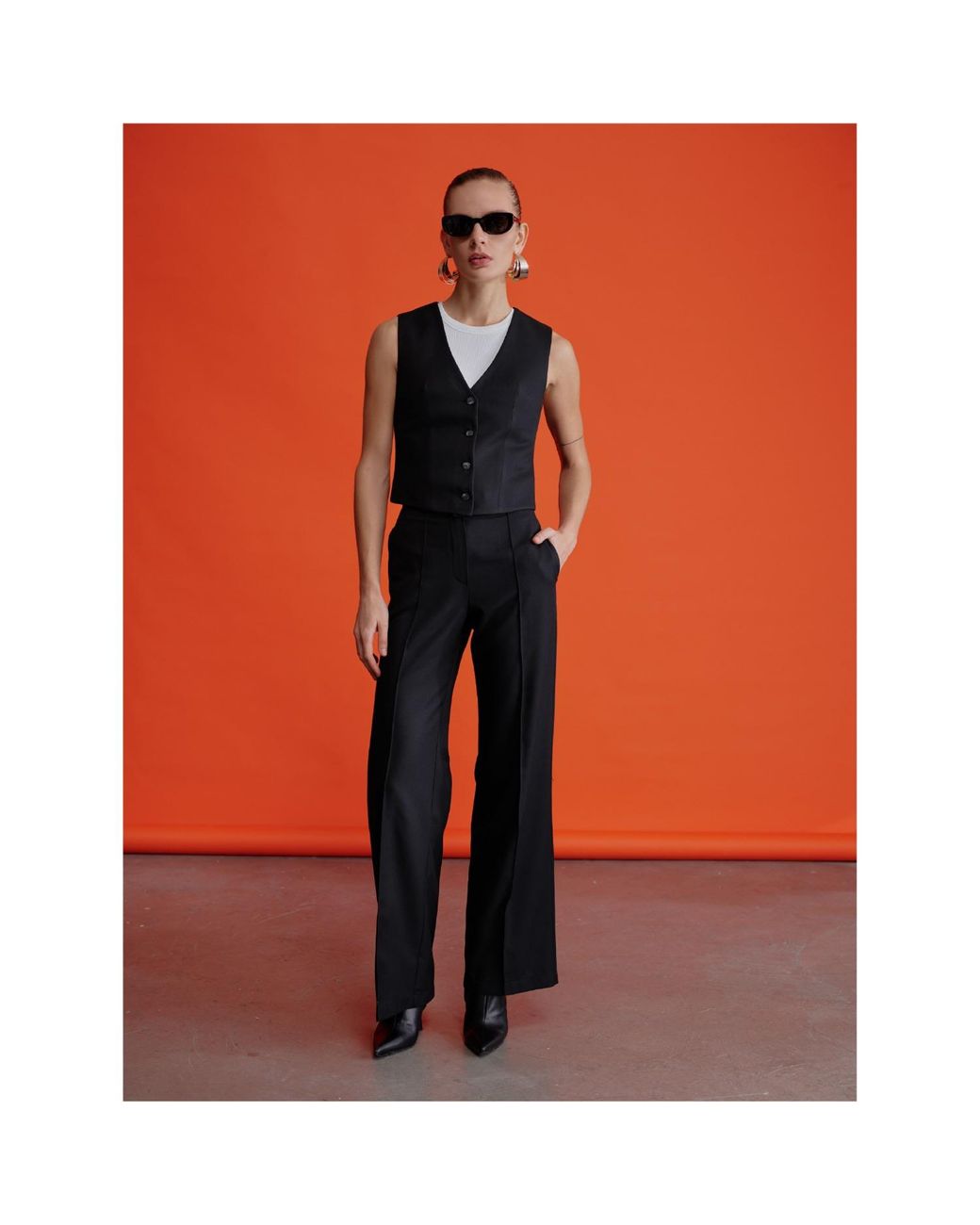 NAZLI CEREN Black Millie Straight Cut Twill Trousers