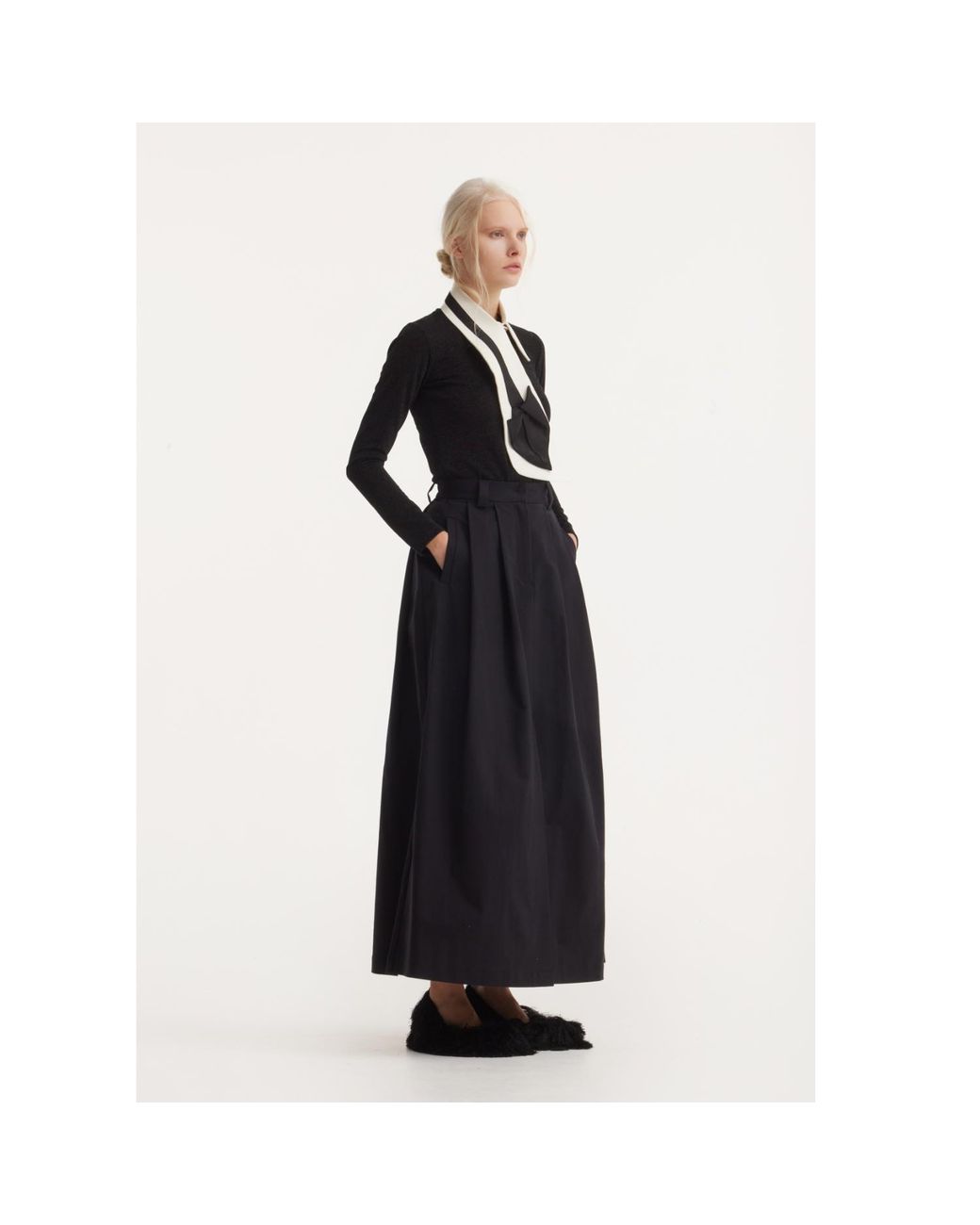 Julia Allert Black Casual A-Line Maxi High Waist Skirt