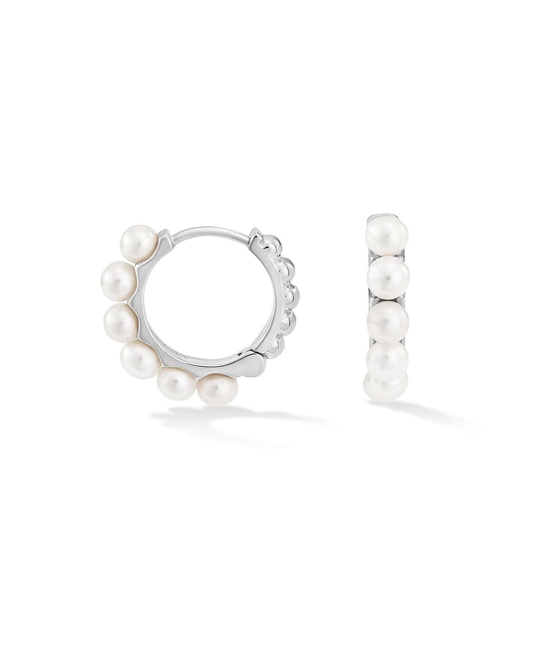 Dower & Hall Metallic Medium Luna Pearl Huggie Hoops