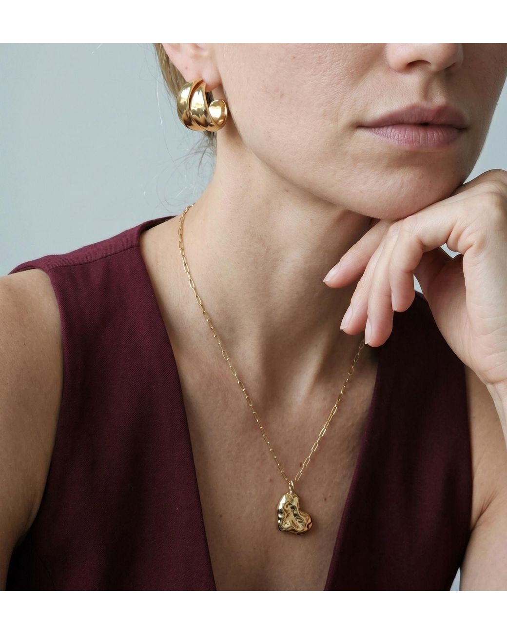 Uchi and Soto Metallic Kokoro Molten Heart Necklace
