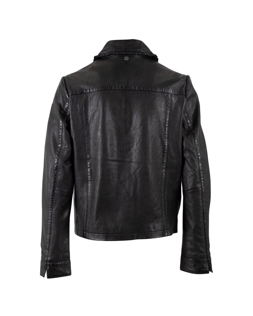 Mauritius Black Leather Shacket Frill Collar Limma