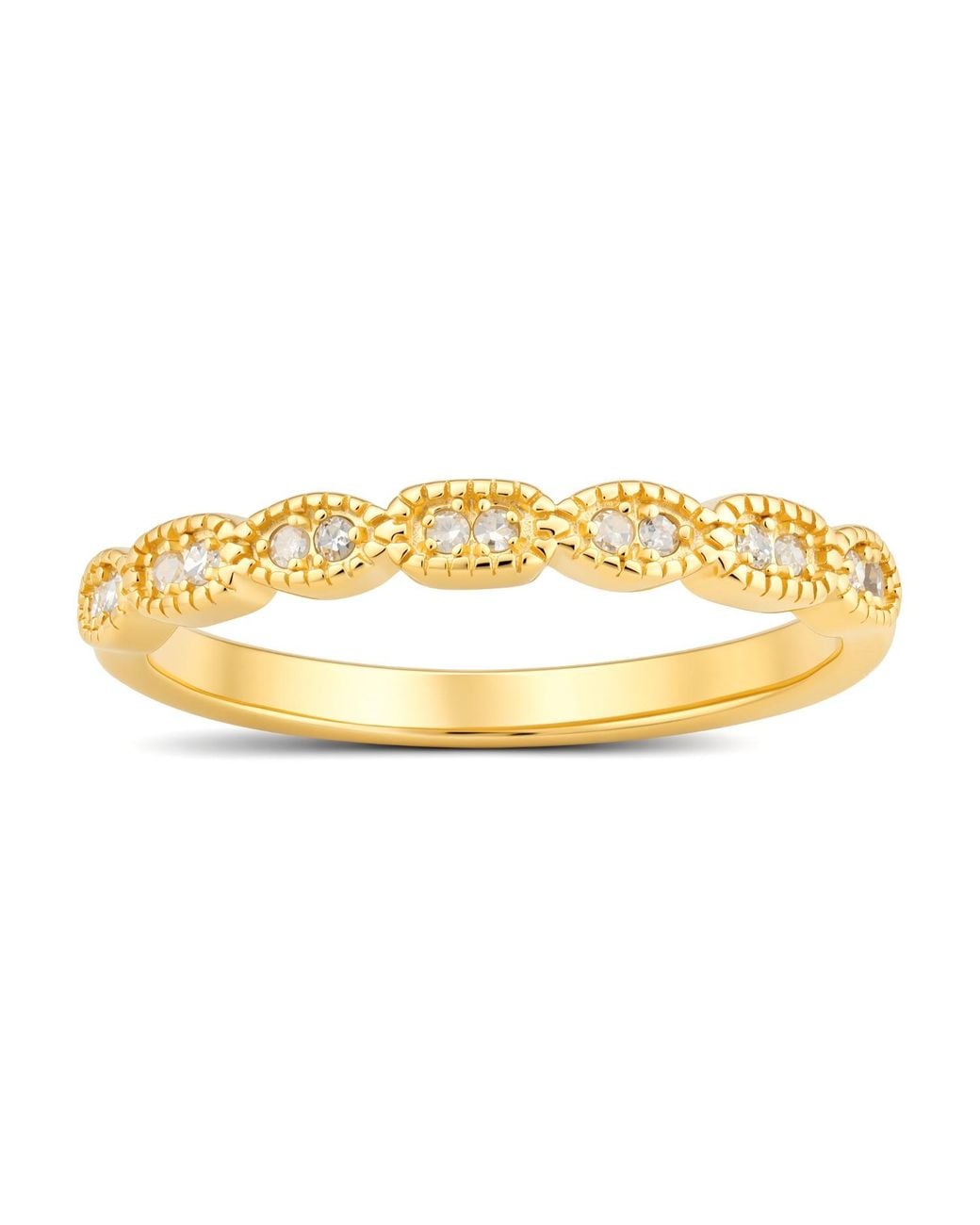Kylie Harper Metallic Vintage Milgrain-Finish Diamond Band Ring