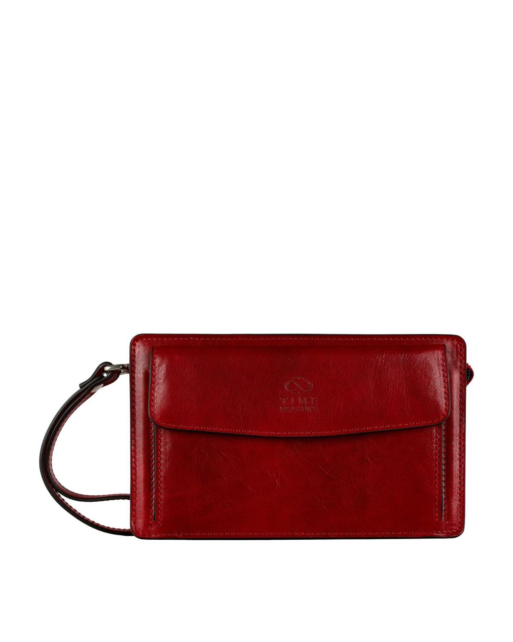 Time Resistance Red Leather Clutch Purse for men