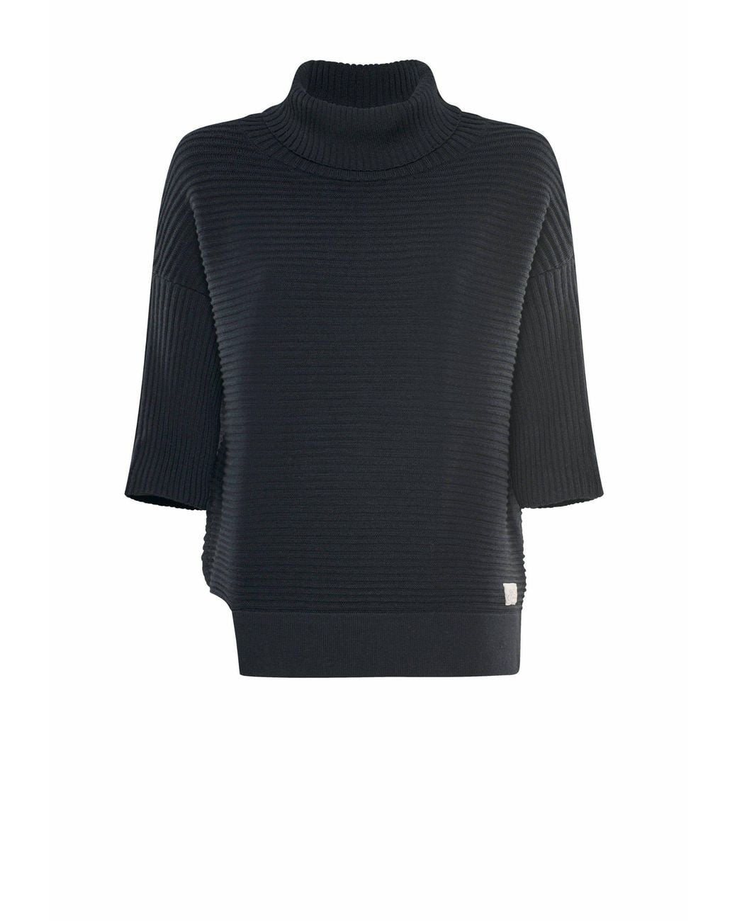 YOU LOOK PERFECT Blue Pullover Bailey, Merino Asymmetric Turtleneck Pullover