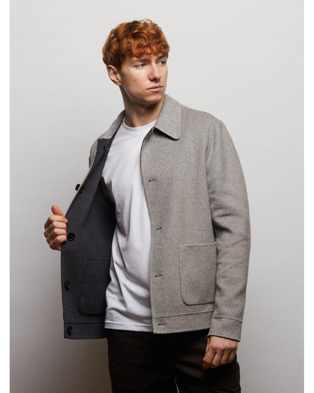 Guards London Gray Irish Reversible Wool Blend Jacket for men