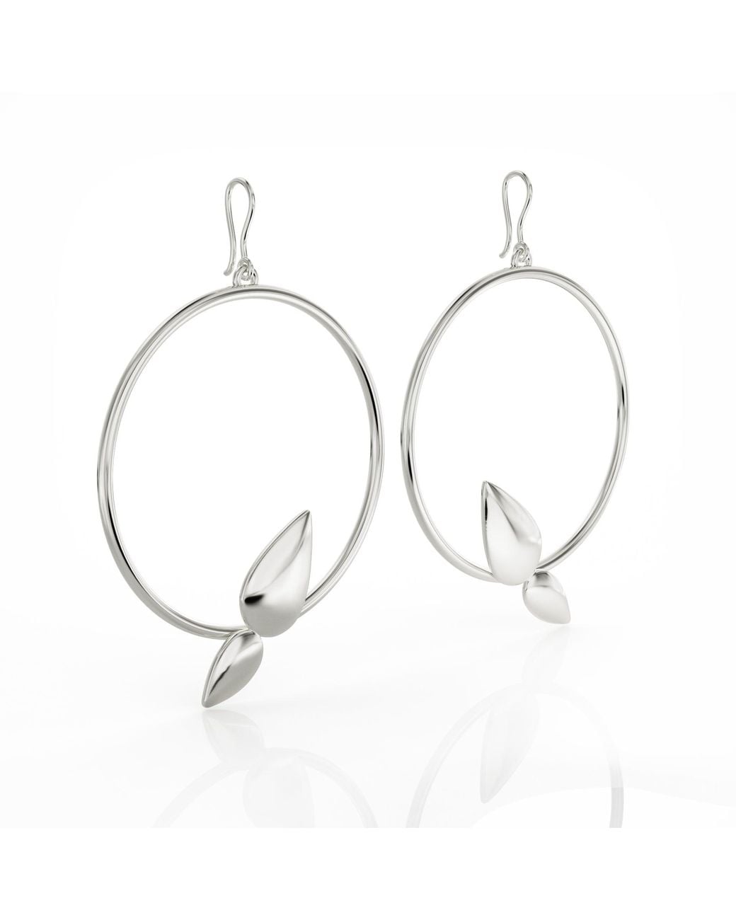 Linda Fiore Metallic Lotus Hoop Earring