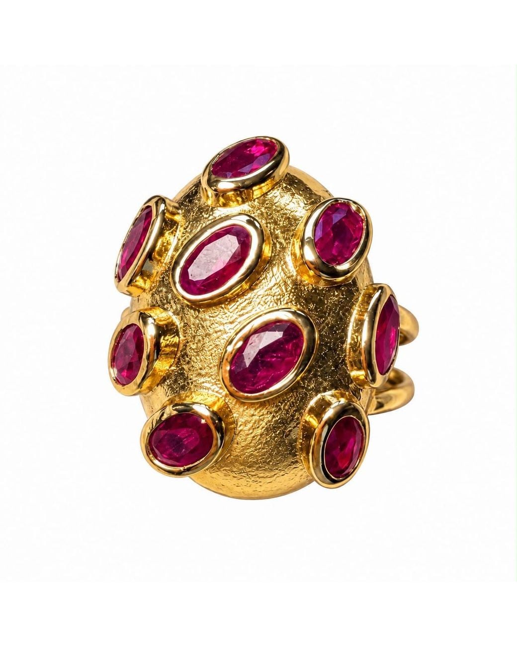 By Ozge Multicolor Ruby Zircon Plated Chunky Statement Ring