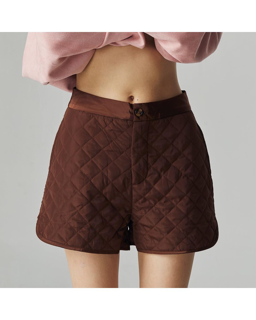 Ats the Label Brown Xean Quilted Shorts