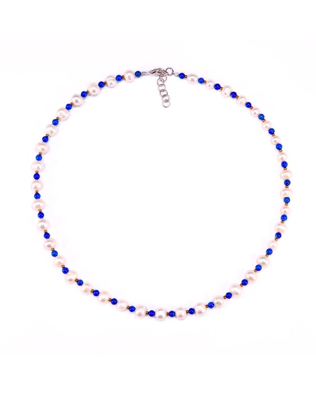 Mineralgems•Studio Blue Lapis Lazuli And Pearl Necklace for men