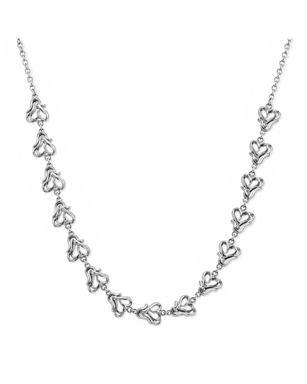 Unaloe Metallic Sculptural Heart Link Necklace – Sterling