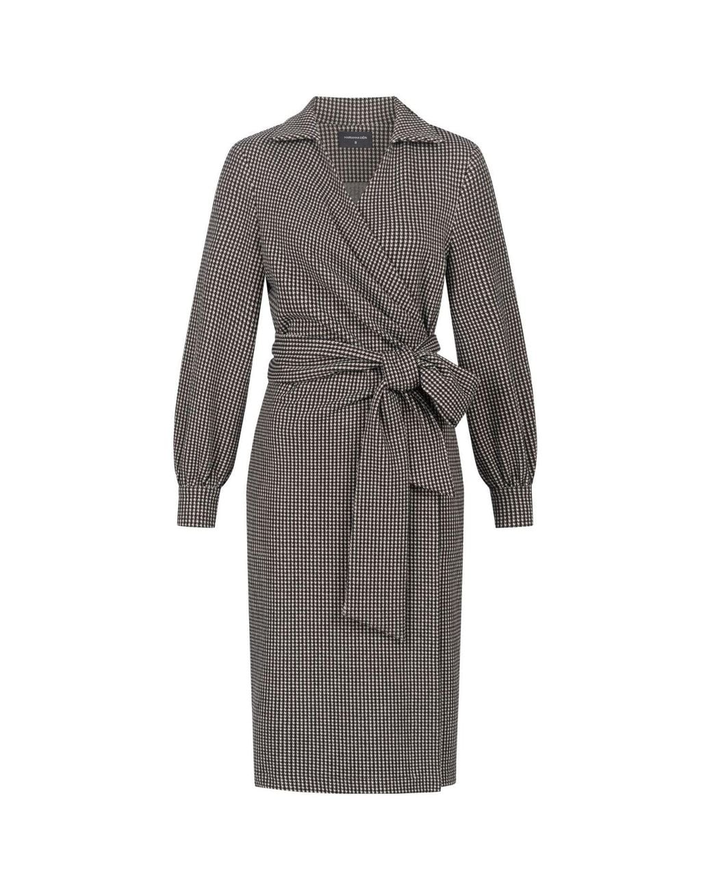 Marianna Déri Gray Houndstooth Wrap Dress