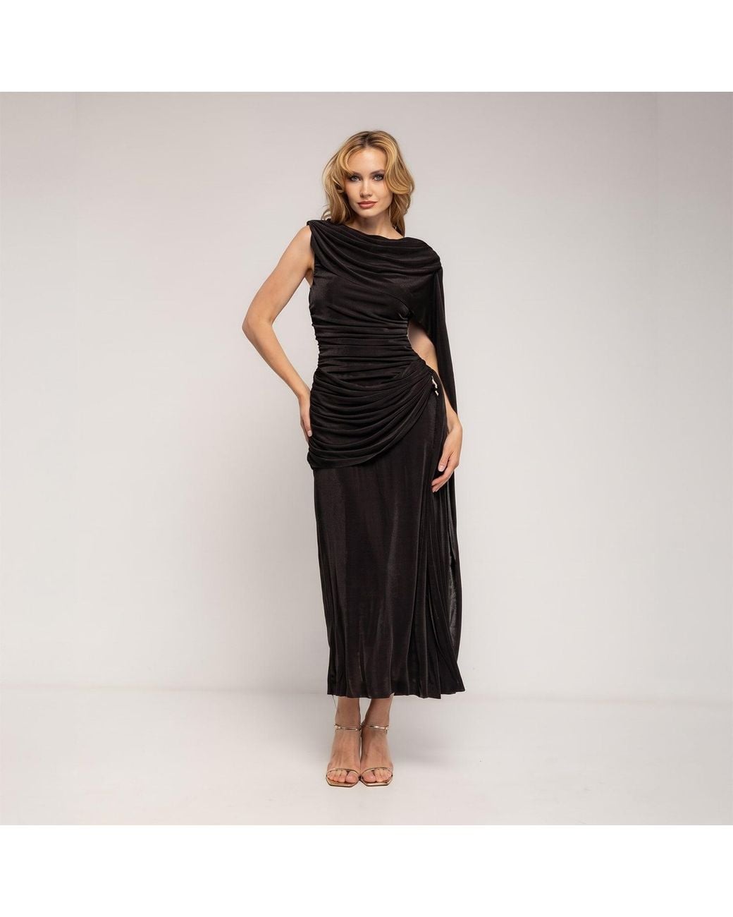 Tantra Spain Sl Black Long Dress With Draping
