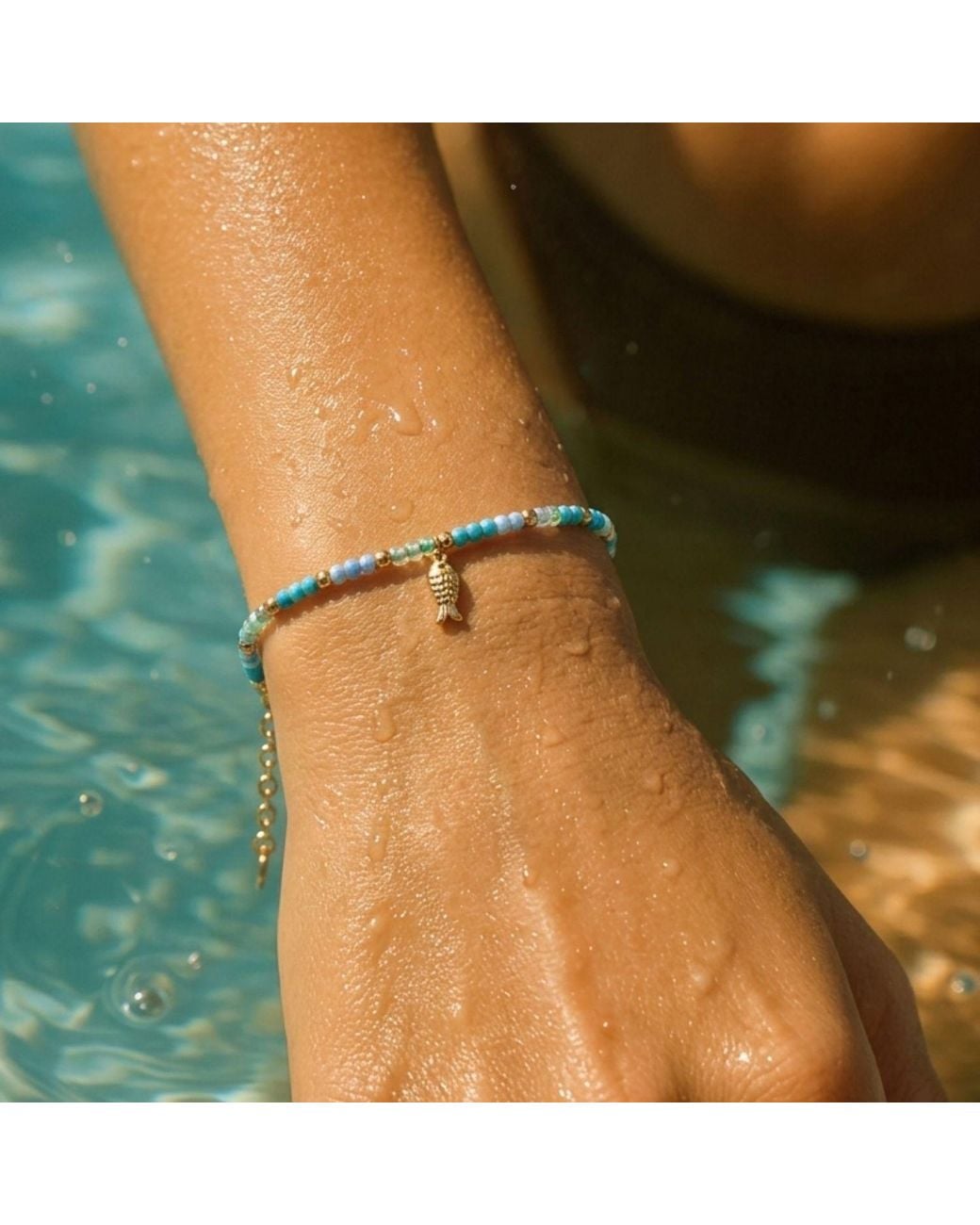 With Love Darling Blue Fish Beaded Bracelet