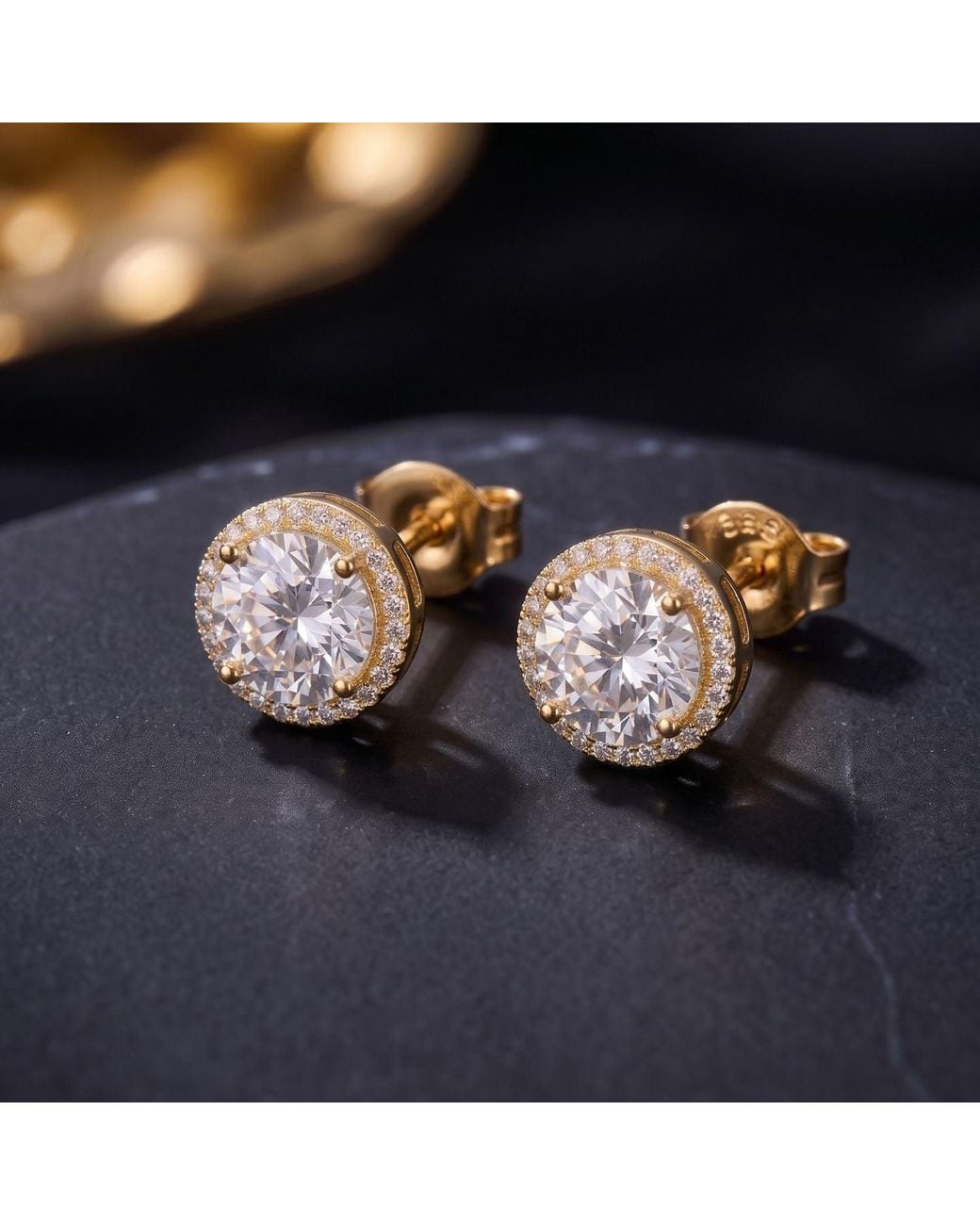 Sophelia Metallic Plated Round Pavé Halo Stud Earrings For
