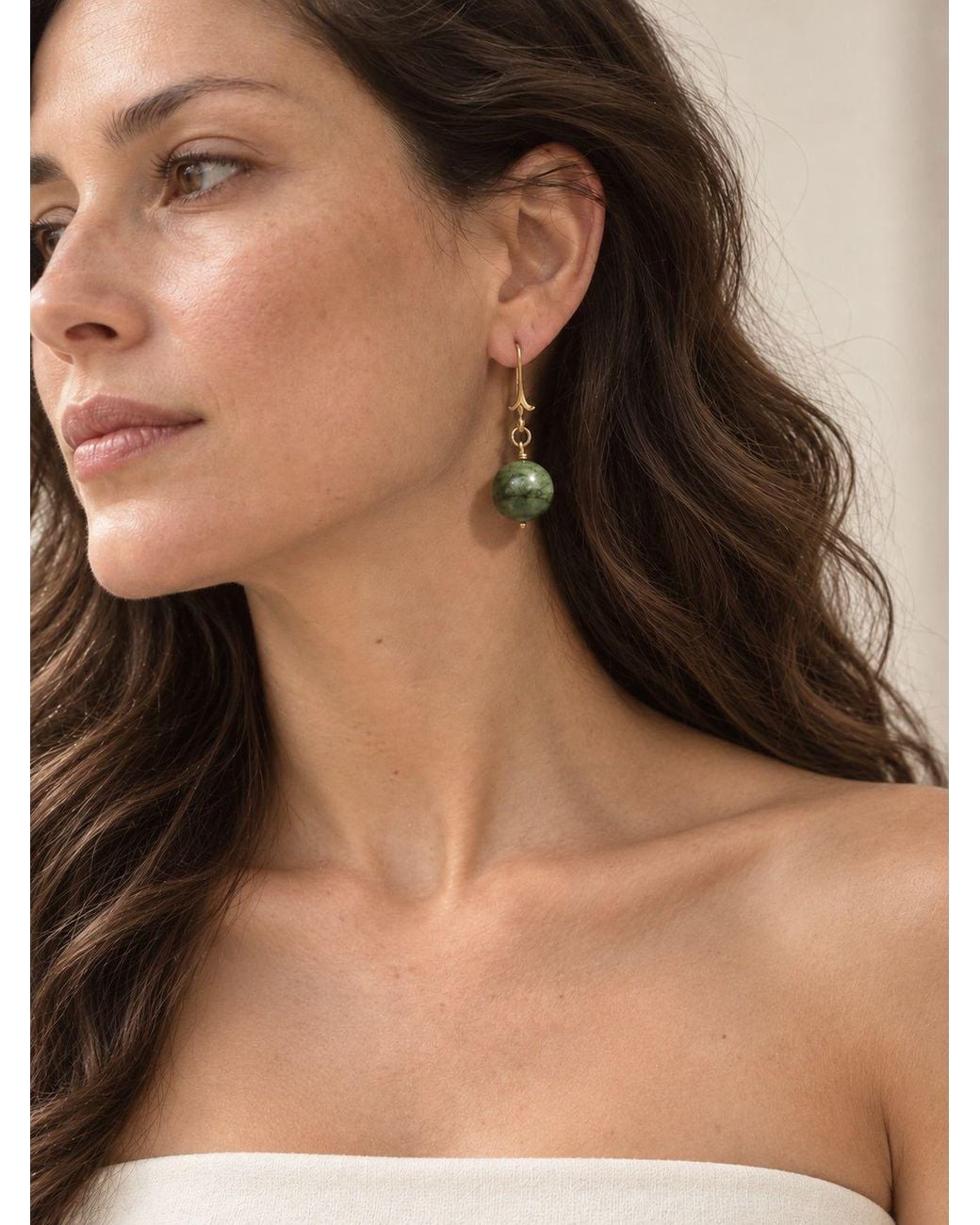 Carolina Benoit Green Jasper Drop Earrings