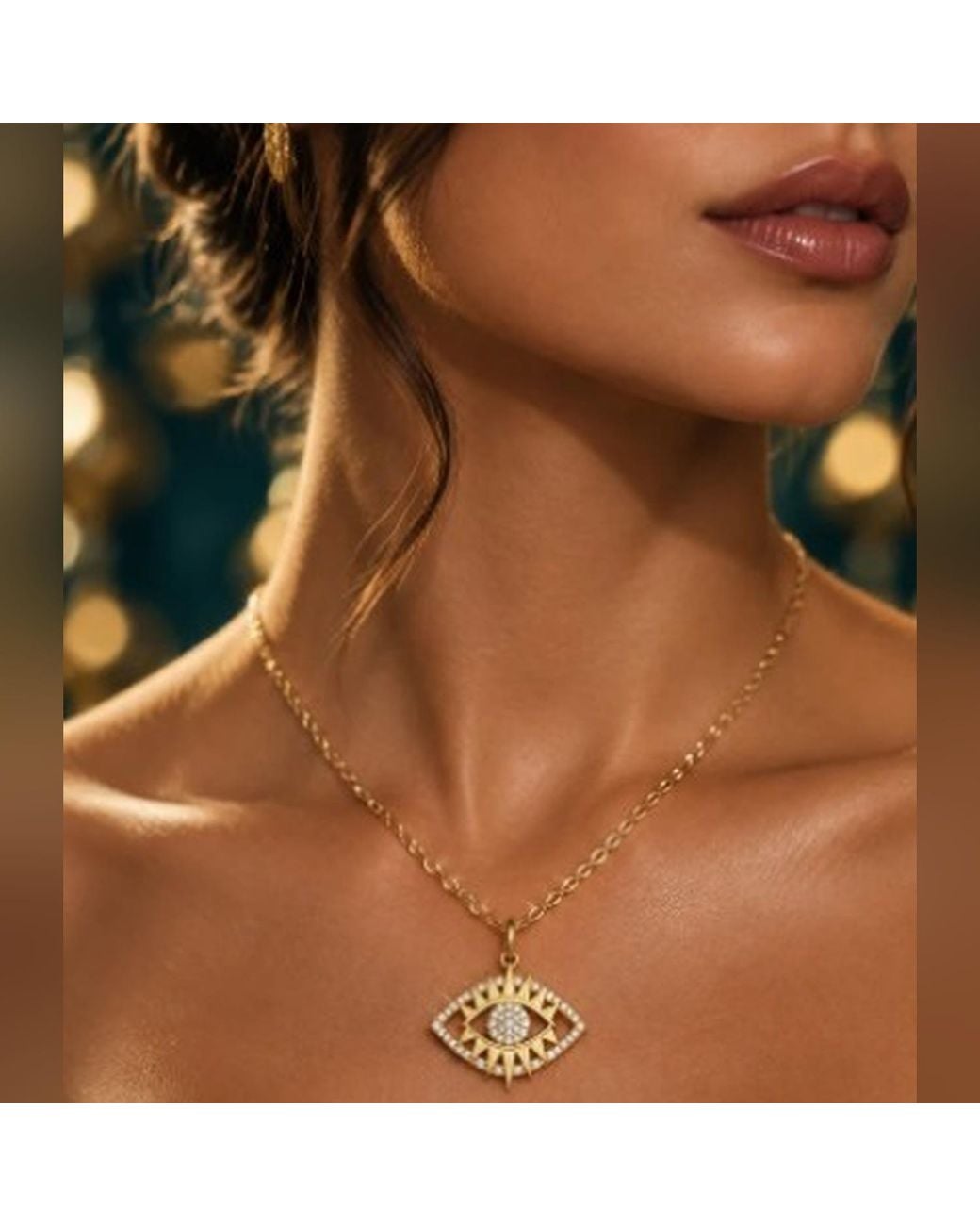 Lexi Jewelry Metallic Golden Radiant Evil Eye Necklace