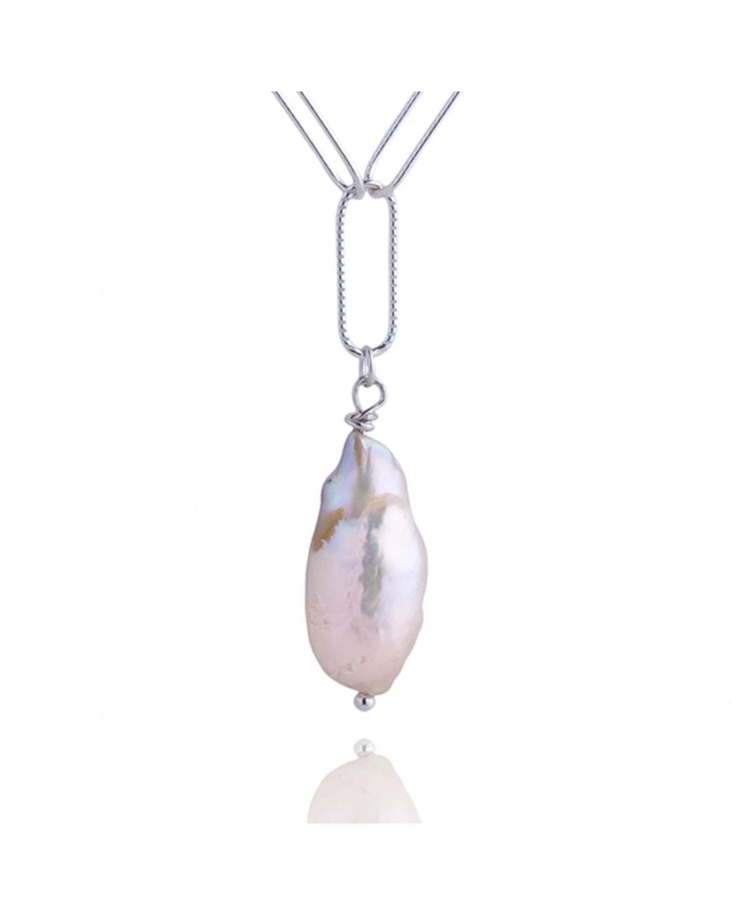 N'damus London Metallic Nacre Chain & Ivory Baroque Pearl Necklace