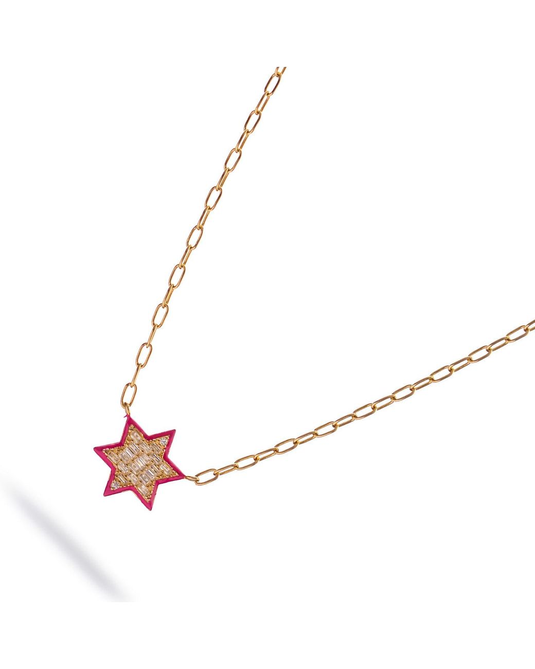 Ebru Jewelry Metallic Divine Star Of David Enamel Necklace