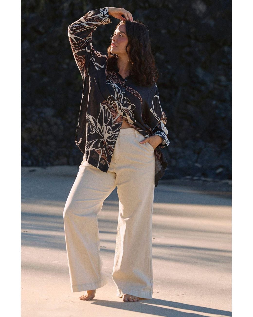 Adrift Clothing Natural Neutrals Adrift Denim Wide Leg Jean
