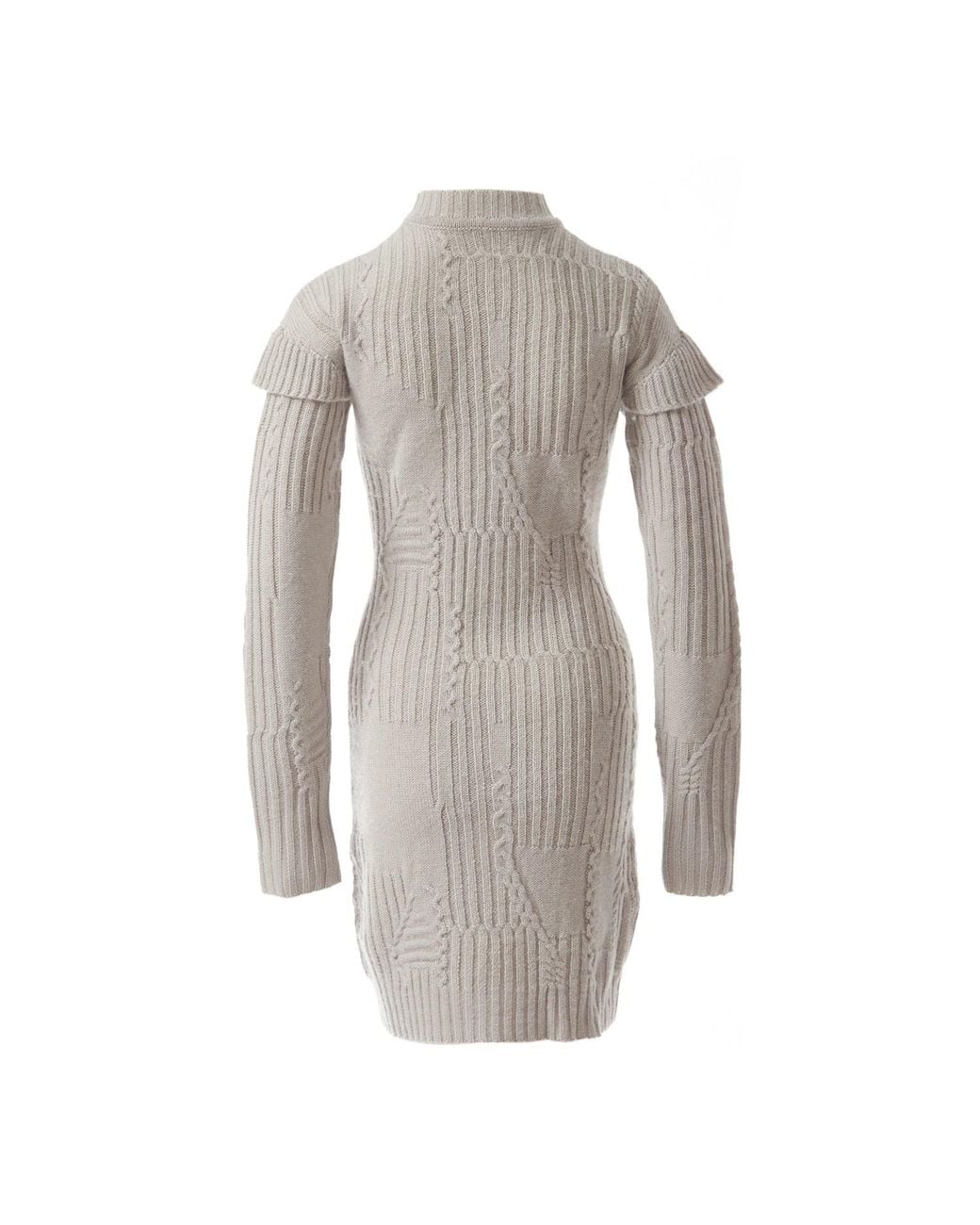 Fully Fashioning Gray Fae Cable Wool Knit Sweater Dress