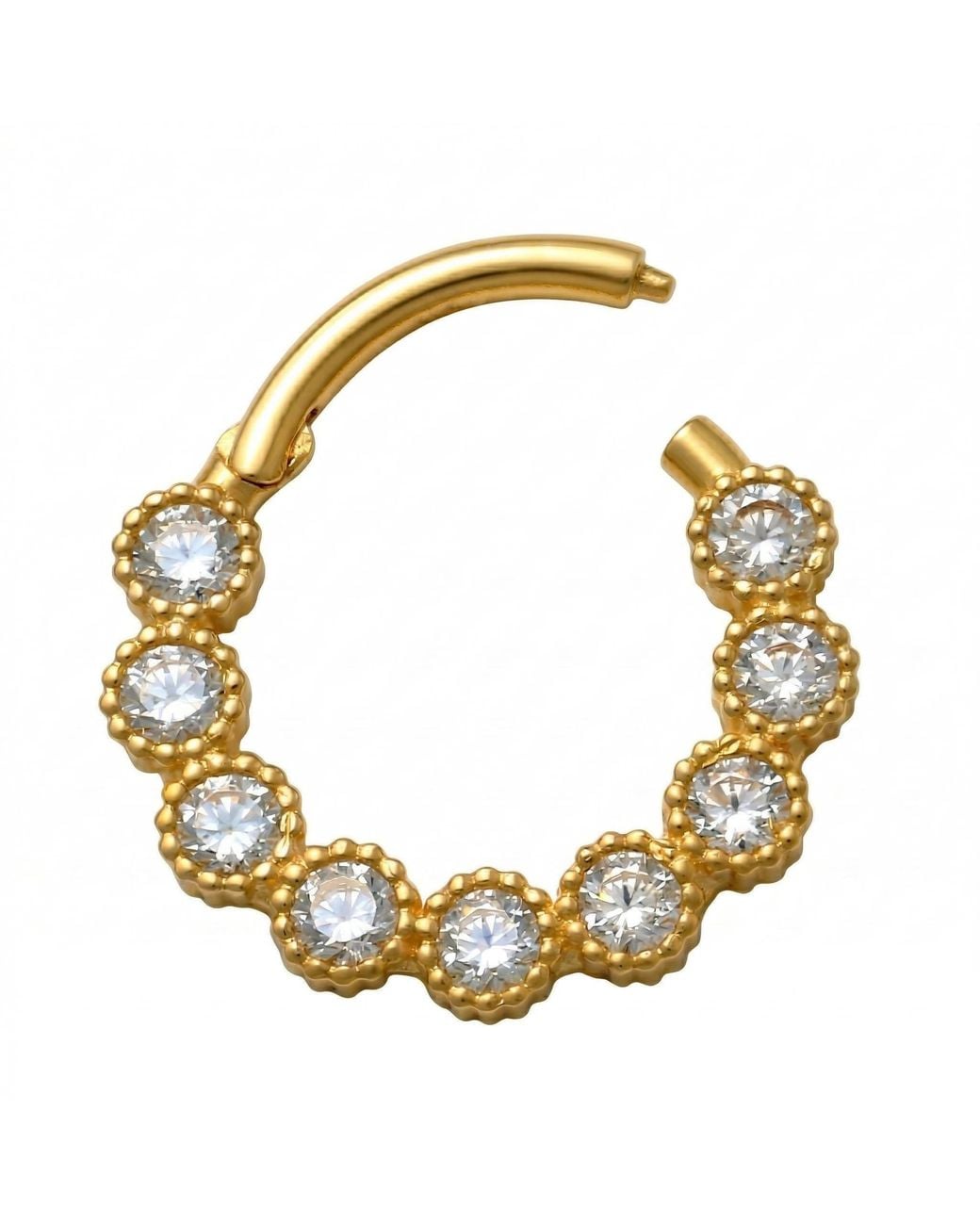 Zahav Jewelry Metallic 10K Solid Cz Clicker Hoop