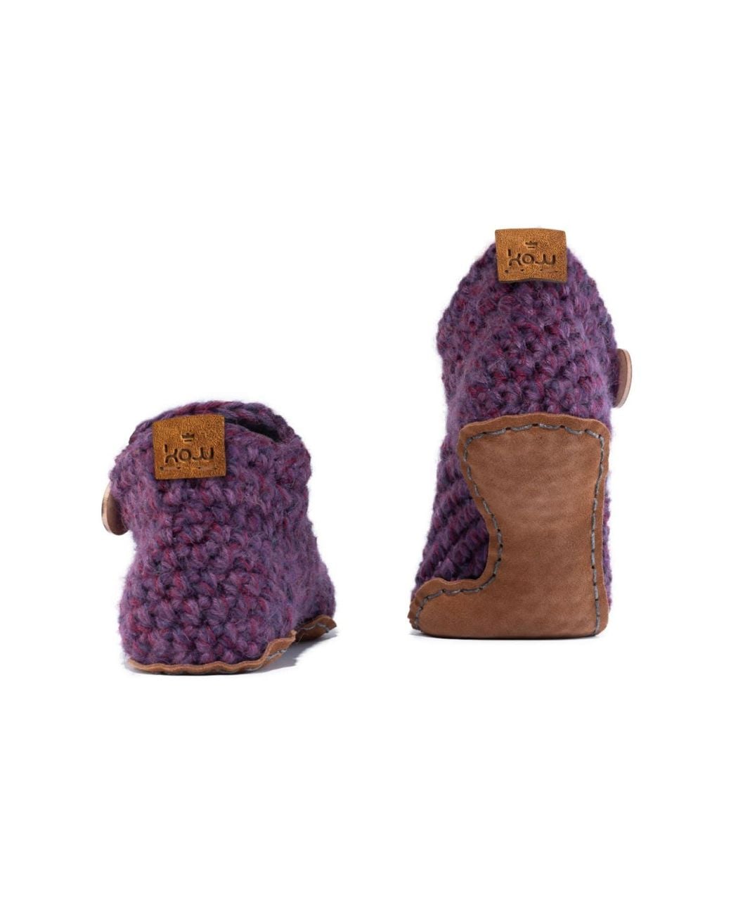 Kingdom of Wow Purple Artisan Made Ankle Boot Wool Slippers For