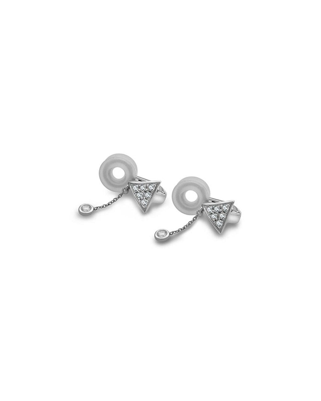 Genevieve Collection White 18K Triangle Dangling Diamond Ear Cuff