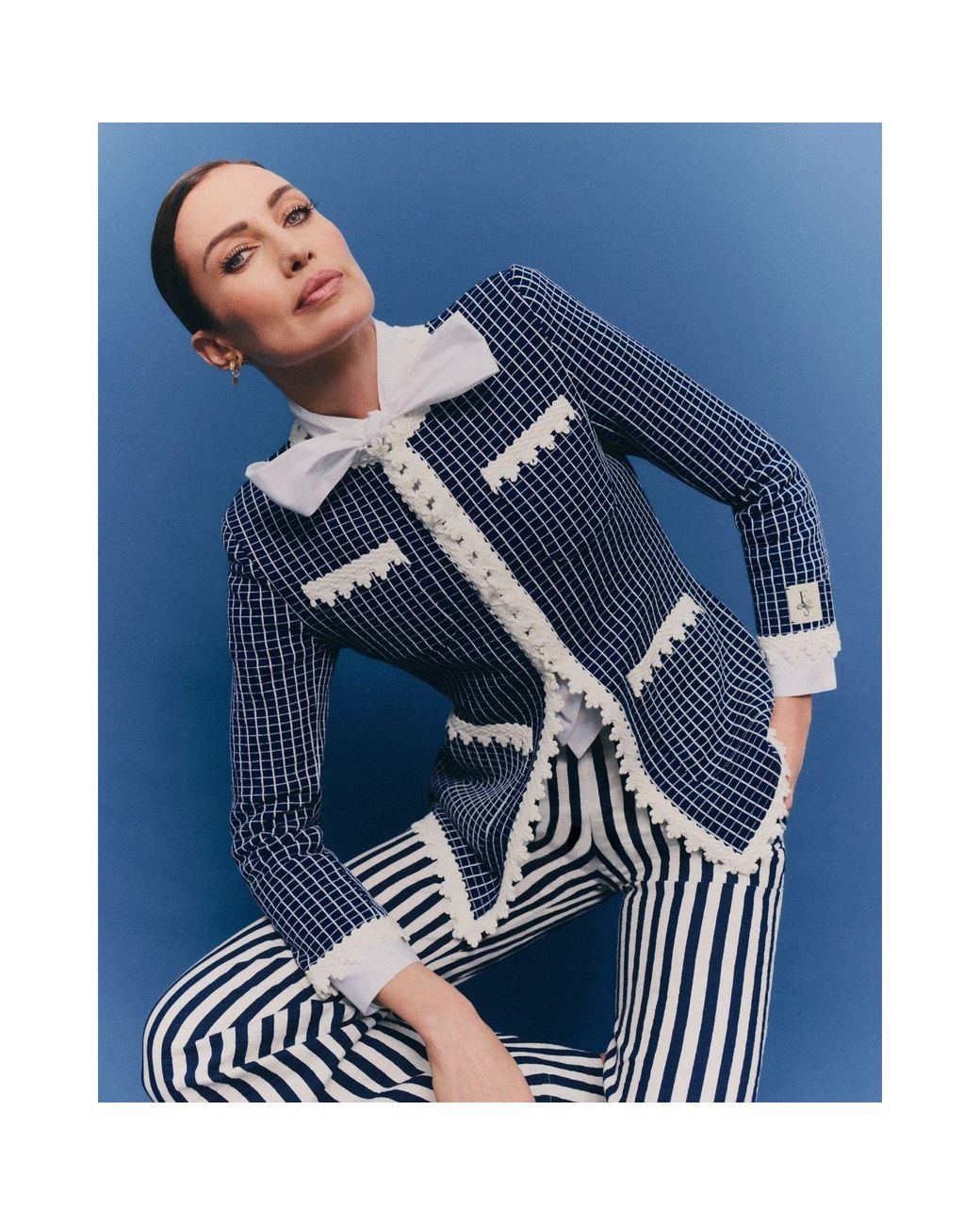 The Extreme Collection Blue Knit Jacket With Scalloped Finishes