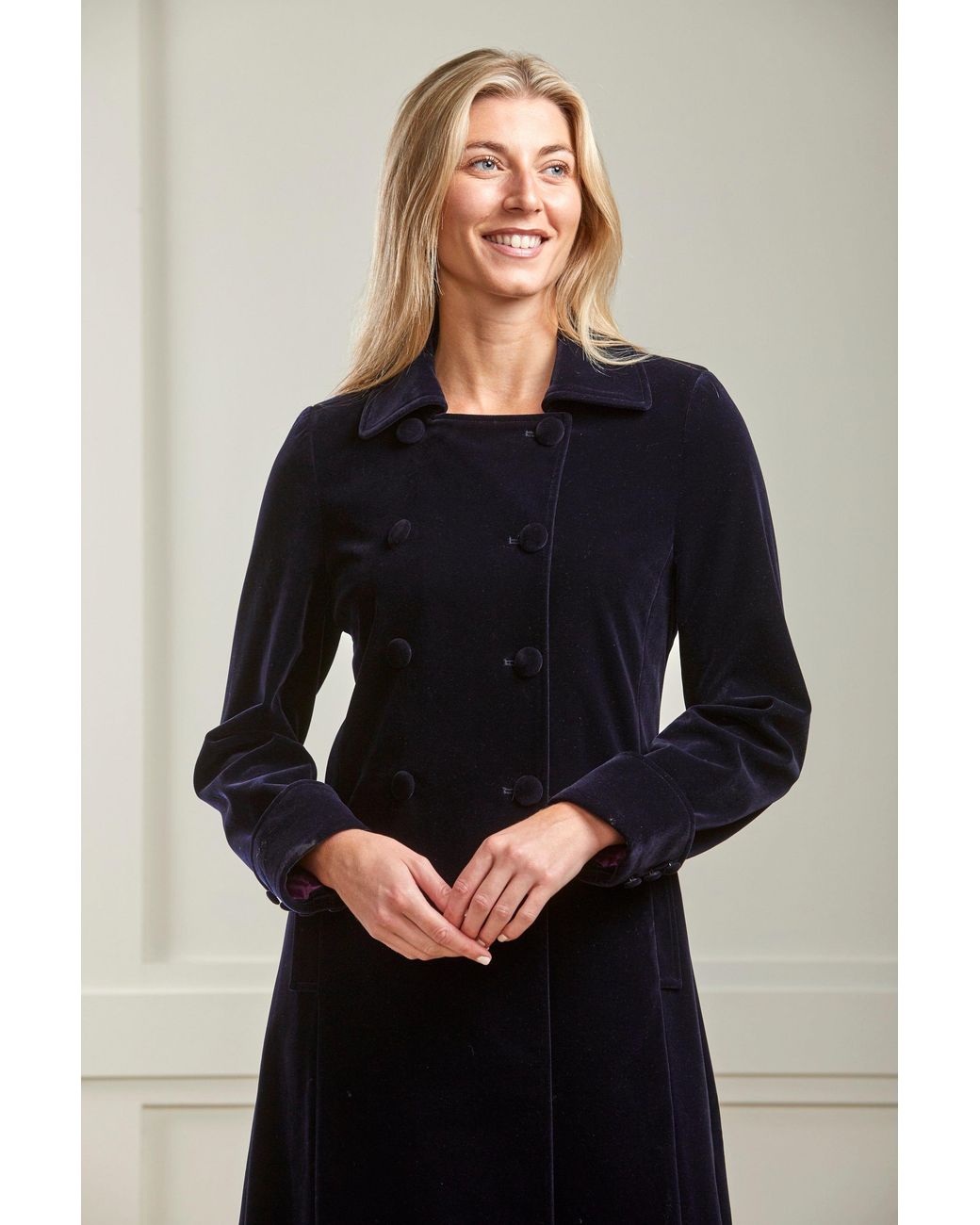 Guinea London Blue Long Velvet Coat