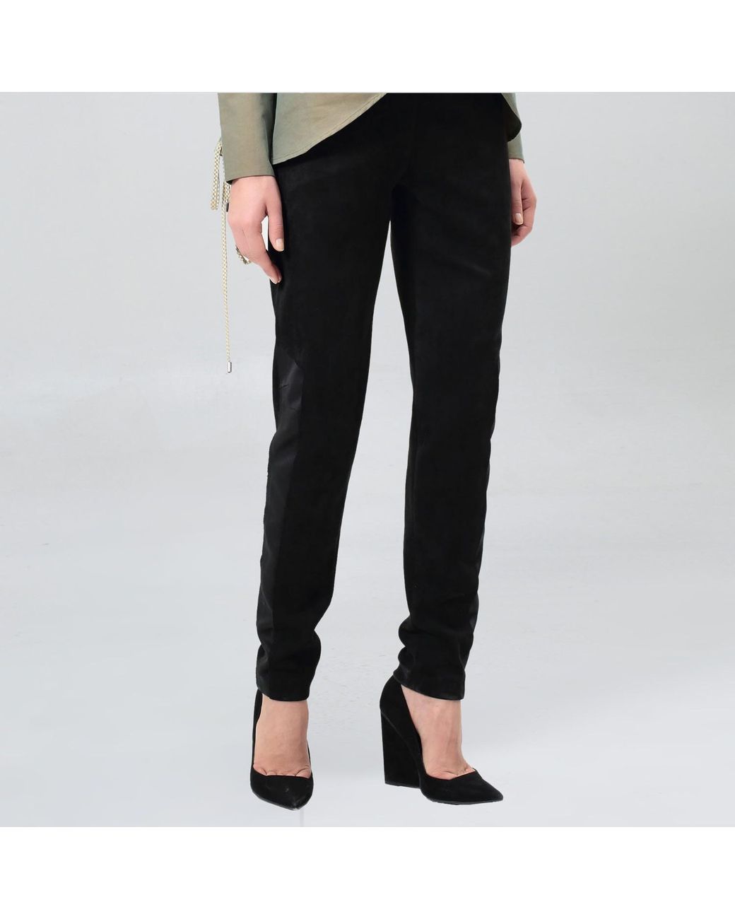 Smart and Joy Blue Suede And Satin Pants
