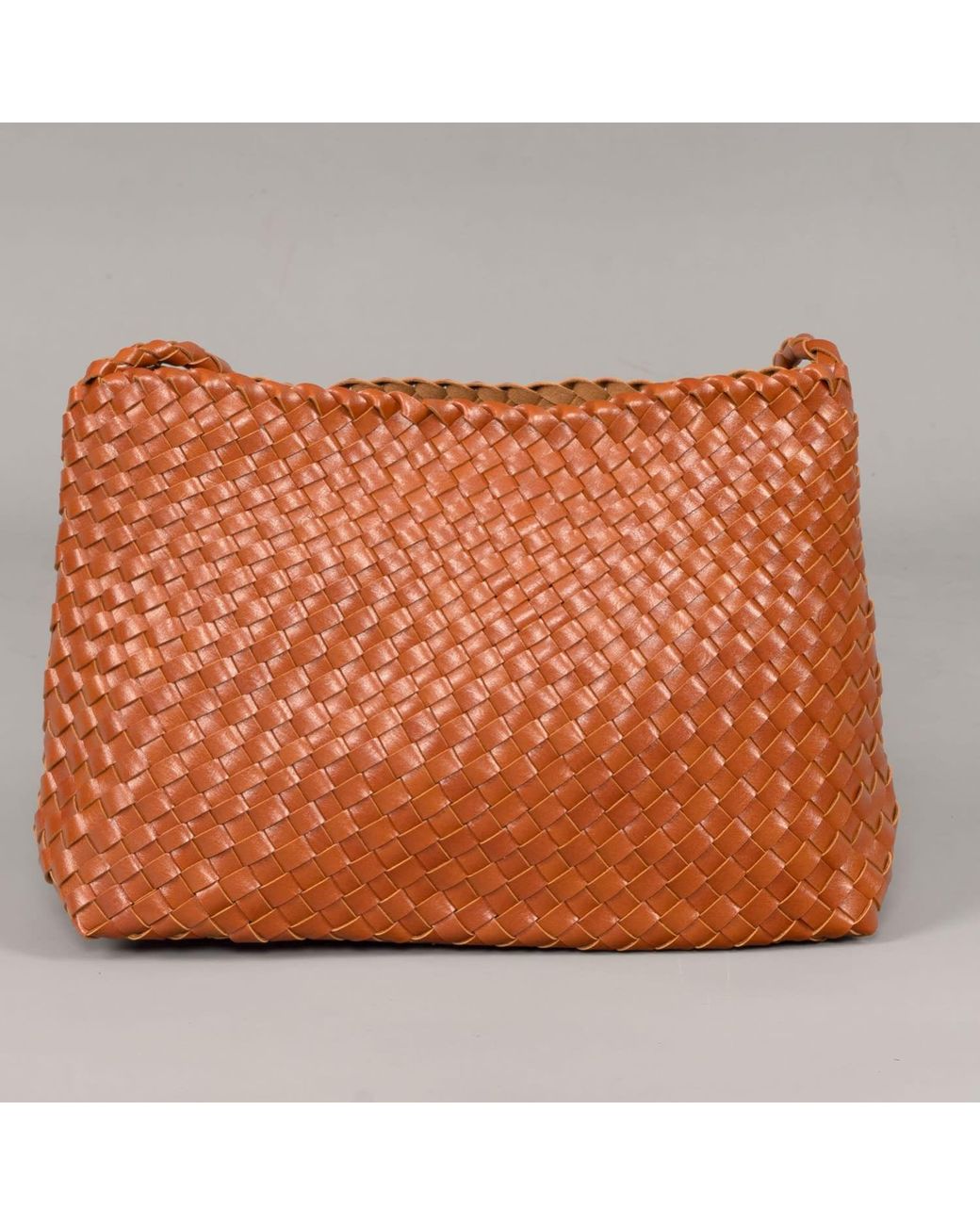 Rimini Brown Hand Weaving Vegan Leather Shoulder Bag 'Suzy'