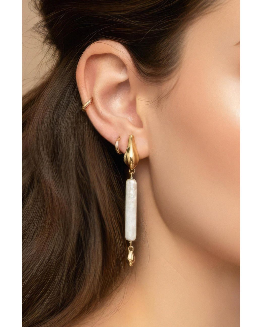 Astor & Orion White Artemis Rectangular Pearl Statement Earrings
