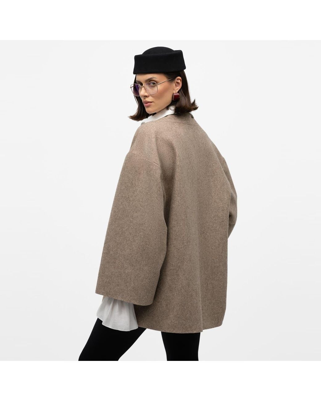 Mandragora Brown Neutrals Oversized Wool Kimono With Belt Arke