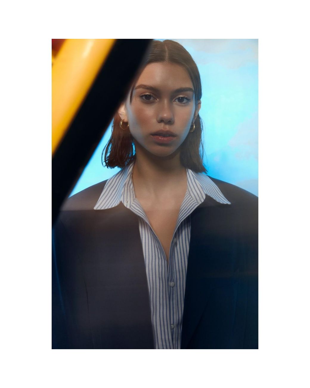 NAZLI CEREN Blue Boxy Oversized Jacket