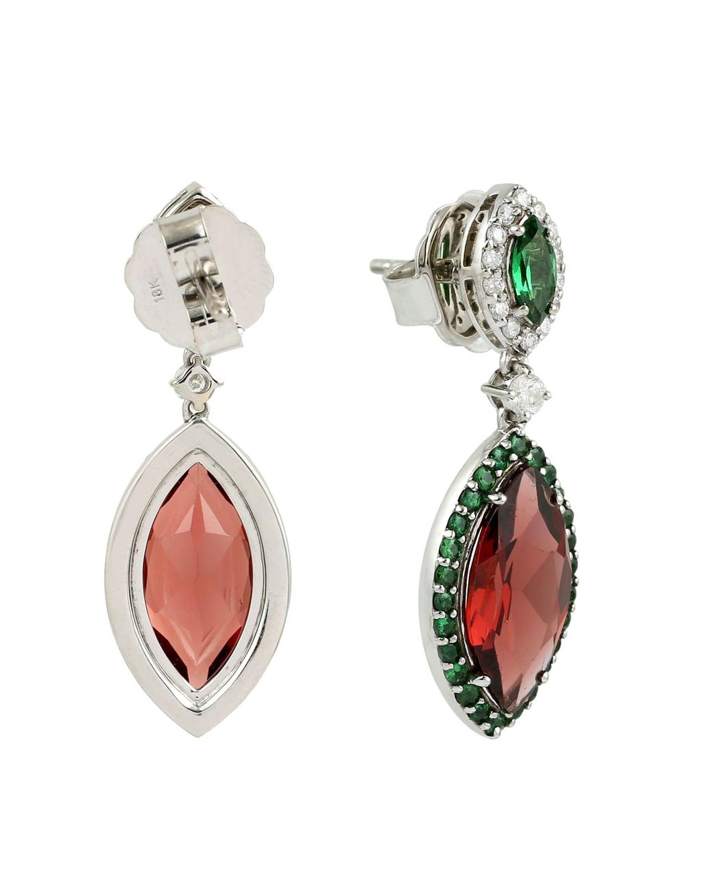Artisan Green Garnet, Tsavorite & Diamond Drop Earrings