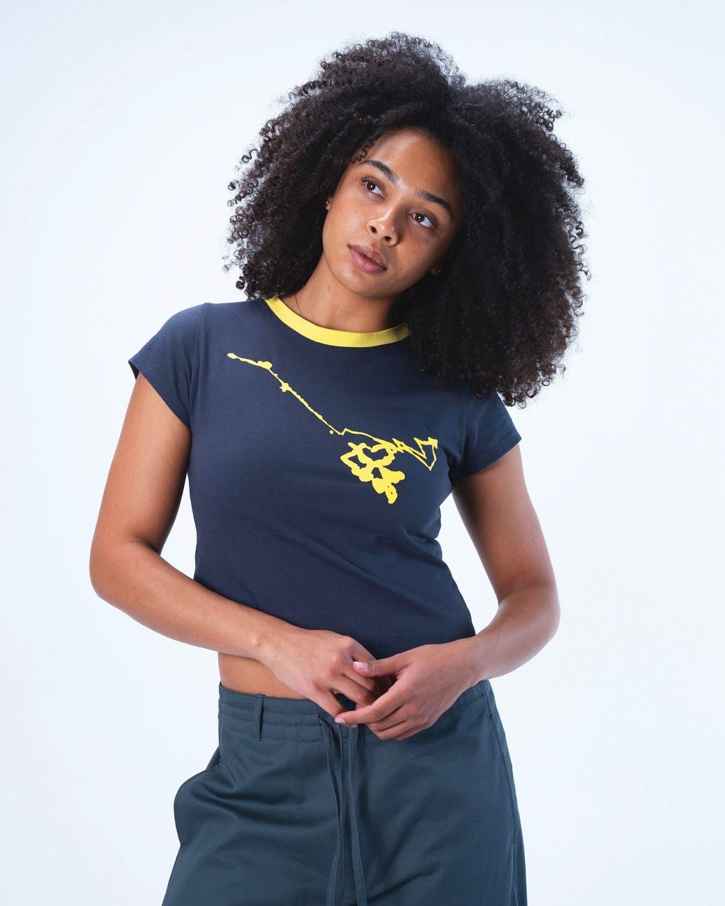 Lilia Munn Blue Cropped Graphic Tee – Organic Cotton