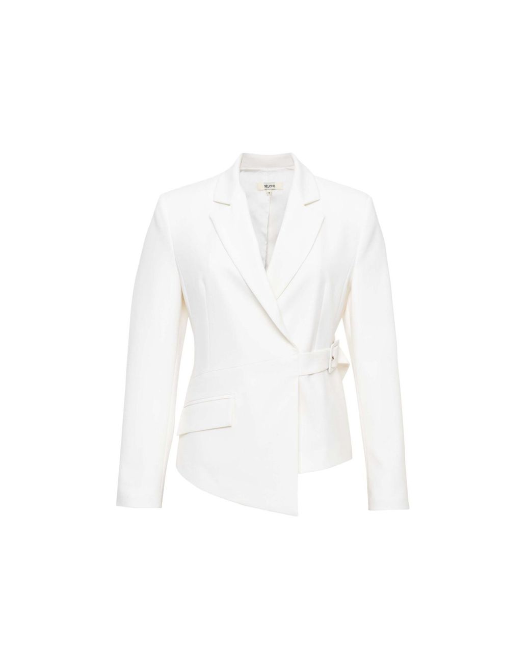 Sélone White Nore Asymmetric Wrap Blazer