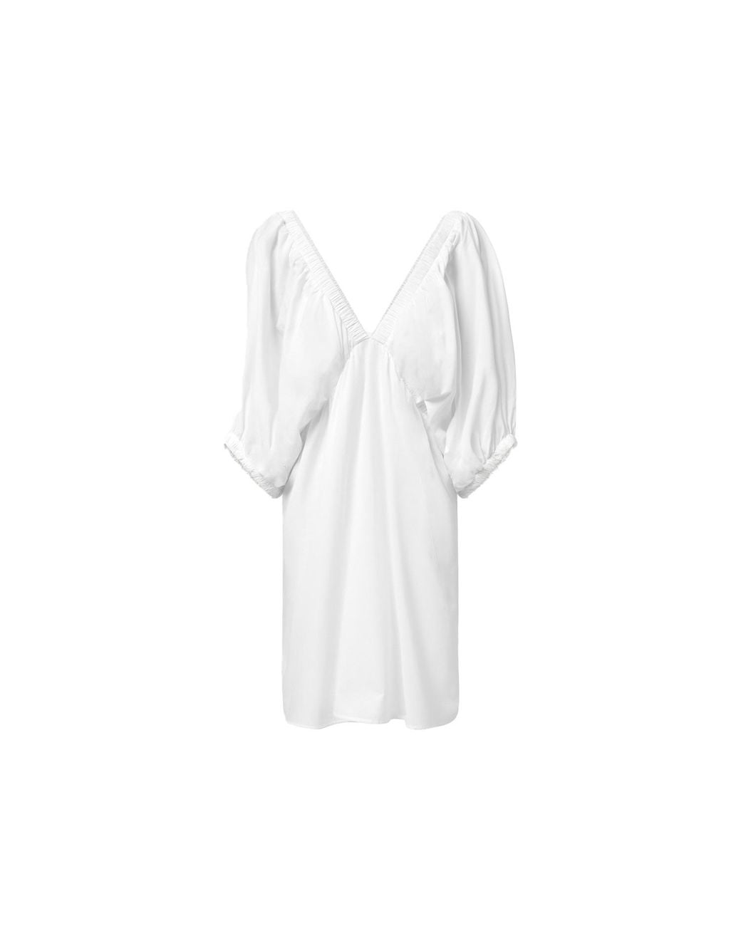 Audrey Vallens White Gathered Cotton Dress