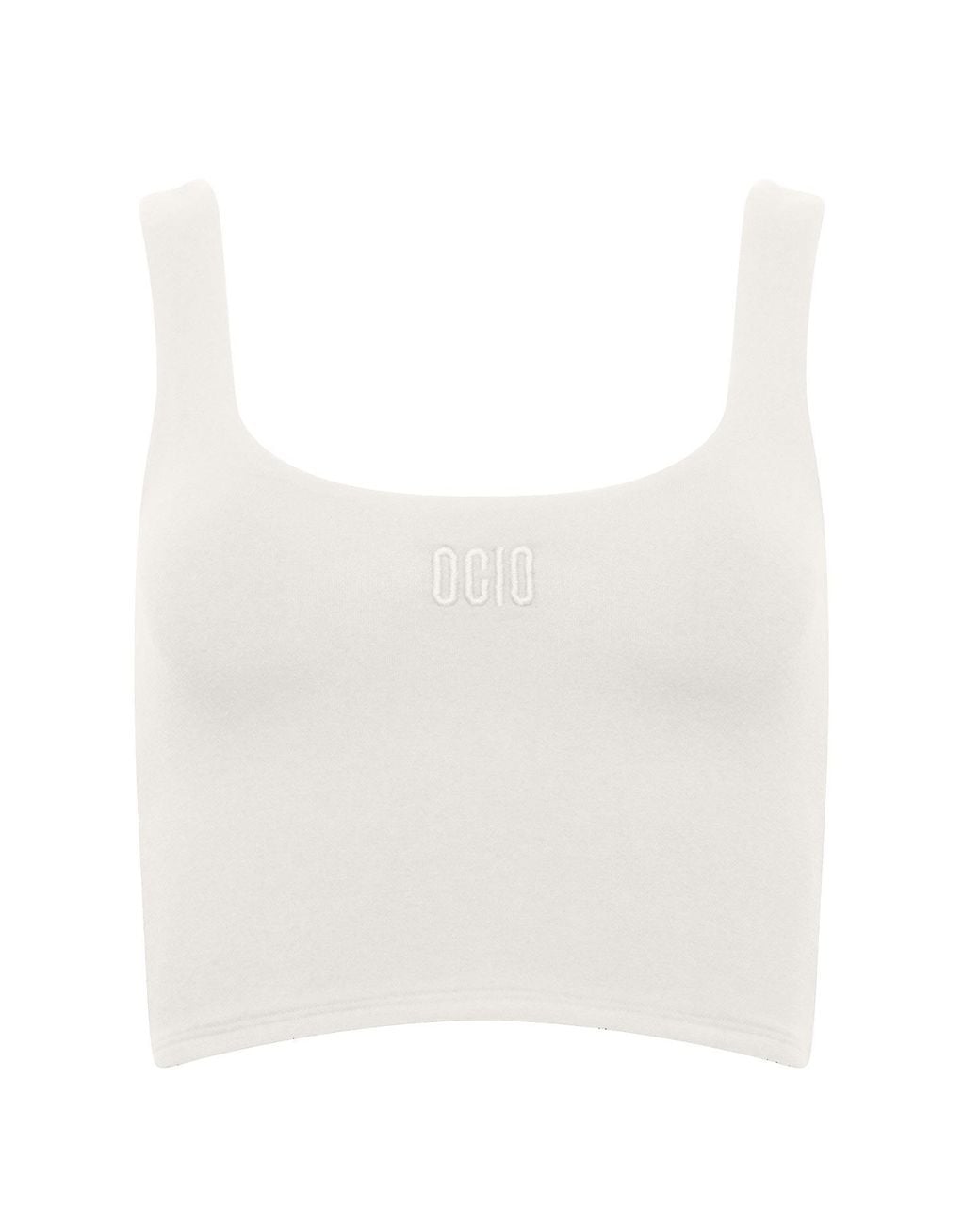 Ocio Leisurewear White Double Scoop Tank