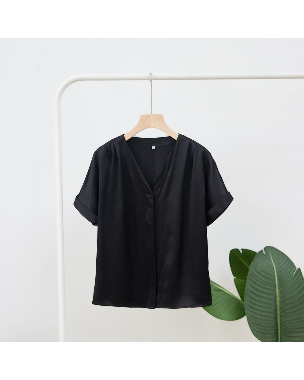 Soft Strokes Silk Black Pure Mulberry Silk Top Regular Fit