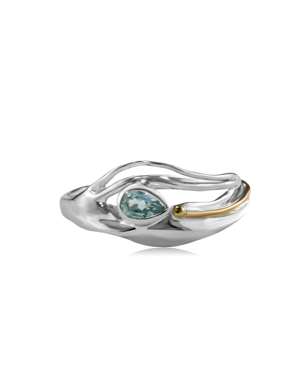 Isla Silver White Flowing Teardrop Topaz Ring