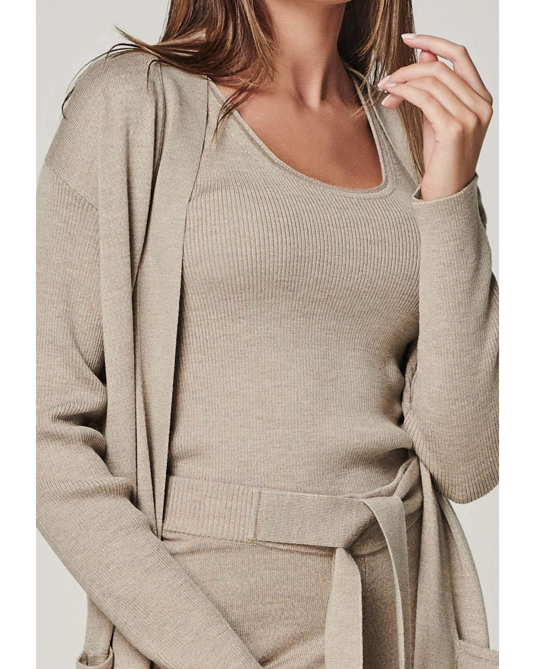 YOU LOOK PERFECT Natural Cardigan Blossom, Long Merino Cardigan With Pockets