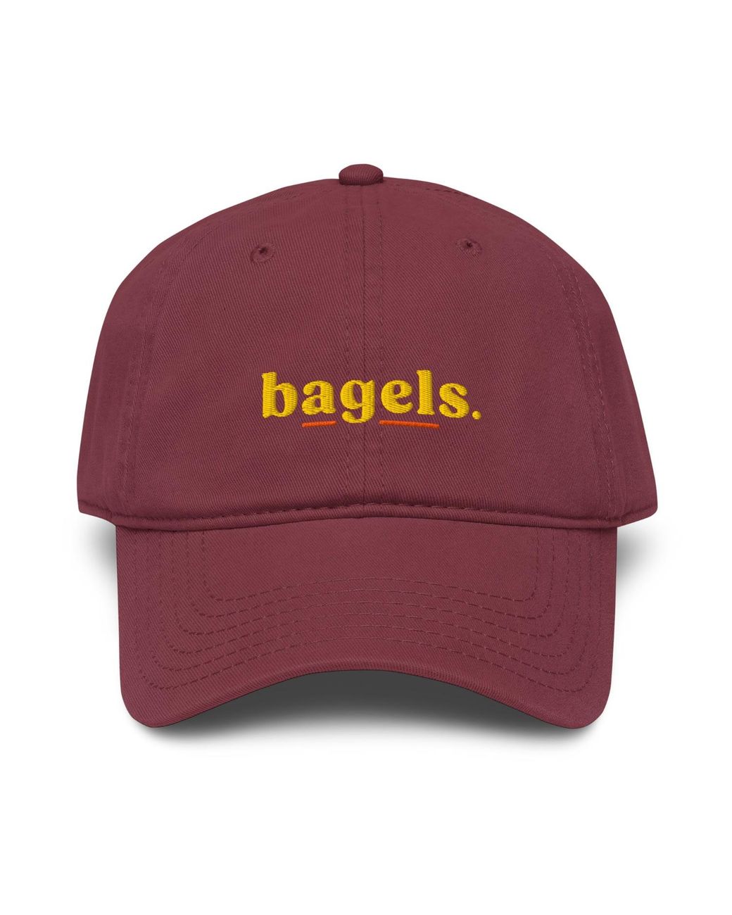 Anchor and Crew Burgundy Bagels Slogan Cotton Embroidered Cap for men