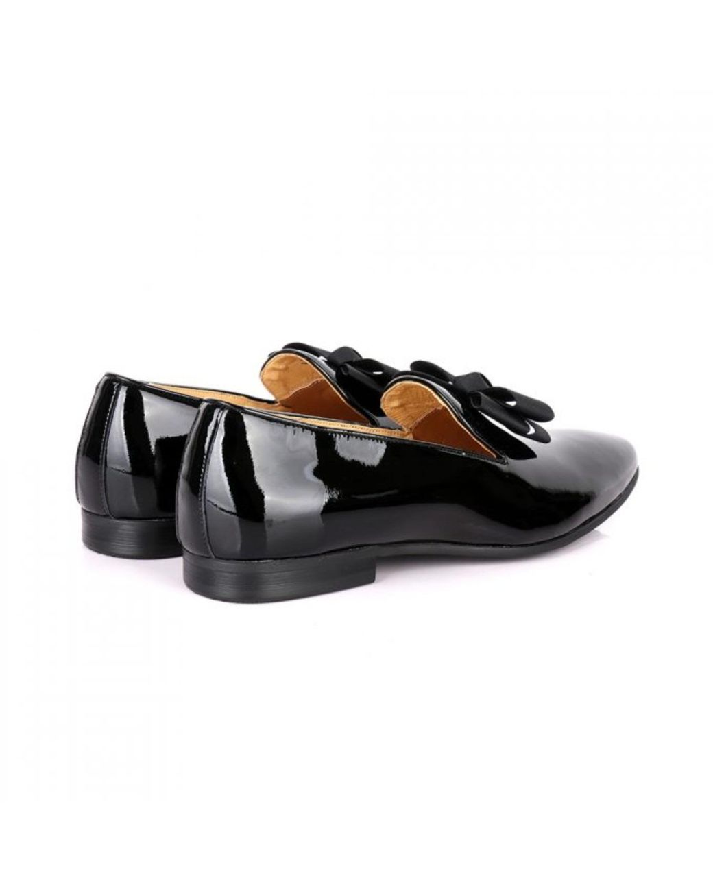DAVID WEJ Black Alfred Patent Bow Tie Loafers for men