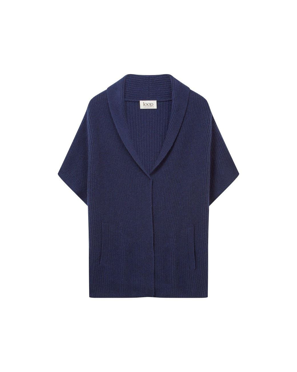 Loop Cashmere Blue Half Cardigan Sleeveless Cardigan